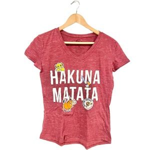 Disney Lion King Womens Shirt Small S Hakuna Matata Burgundy Burnout Crew Neck